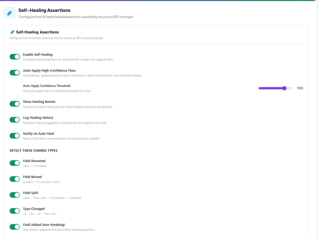Settings → Self-Healing